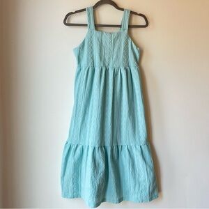 Carter’s Aqua Textured Dress Girls Size 12 Sleeveless Summer Tiered Pretty